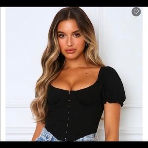 White Fox Black Bustier Corset Crop Top - never worn!